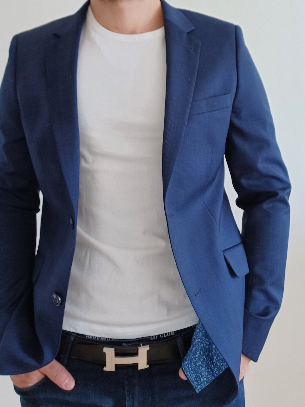 100% Wool Hörst Navy Men's Slim Fit Blazer - Modern Smart Casual